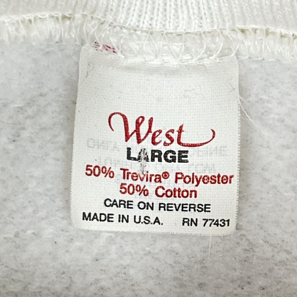 Vintage Sweatshirt Womens Large White Neon Cat Grandma 80s Crewneck Retro - Picture 8 of 11